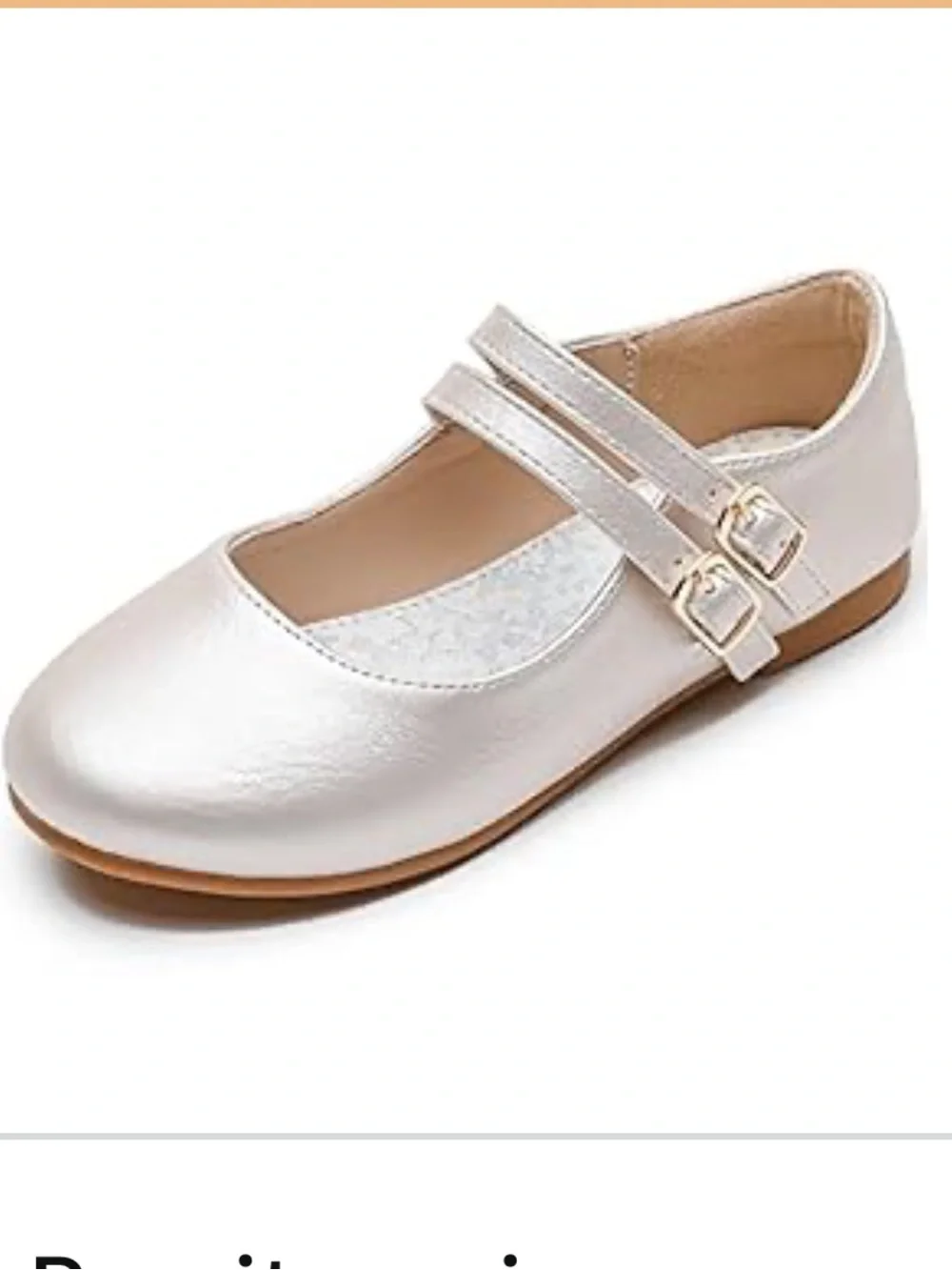 Parrosoo Girls Size 3 Champagne Metallic Double Strap Mary Jane Shoes